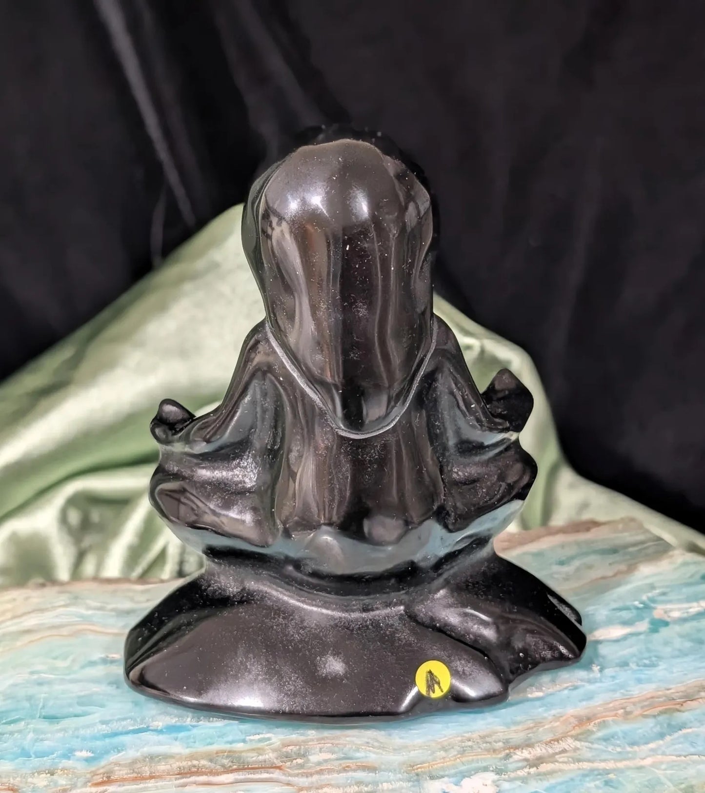 Obsidian Meditating Sloth Figurine