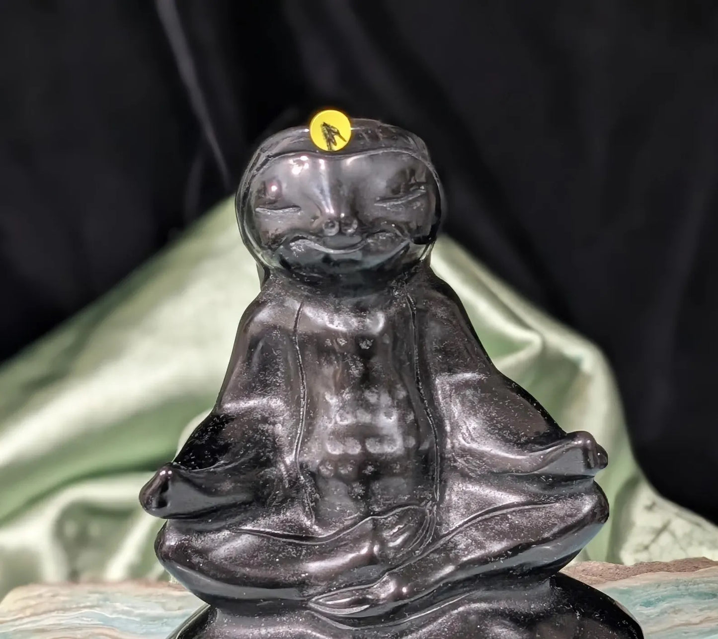 Obsidian Meditating Sloth Figurine