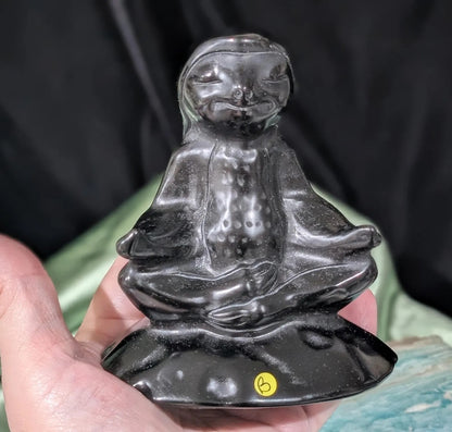 Obsidian Meditating Sloth Figurine