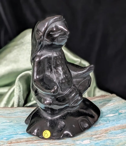 Obsidian Meditating Sloth Figurine