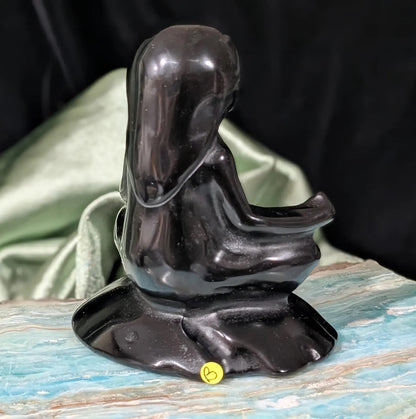 Obsidian Meditating Sloth Figurine