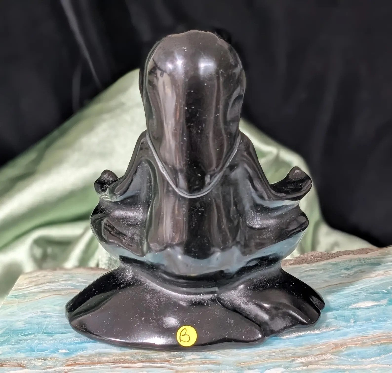 Obsidian Meditating Sloth Figurine