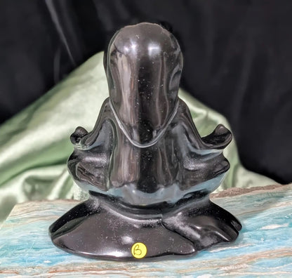 Obsidian Meditating Sloth Figurine
