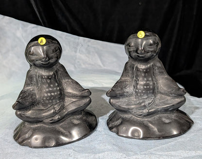 Obsidian Meditating Sloth Figurines