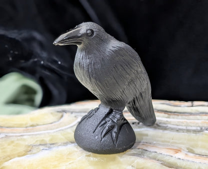 Obsidian Raven Figurine