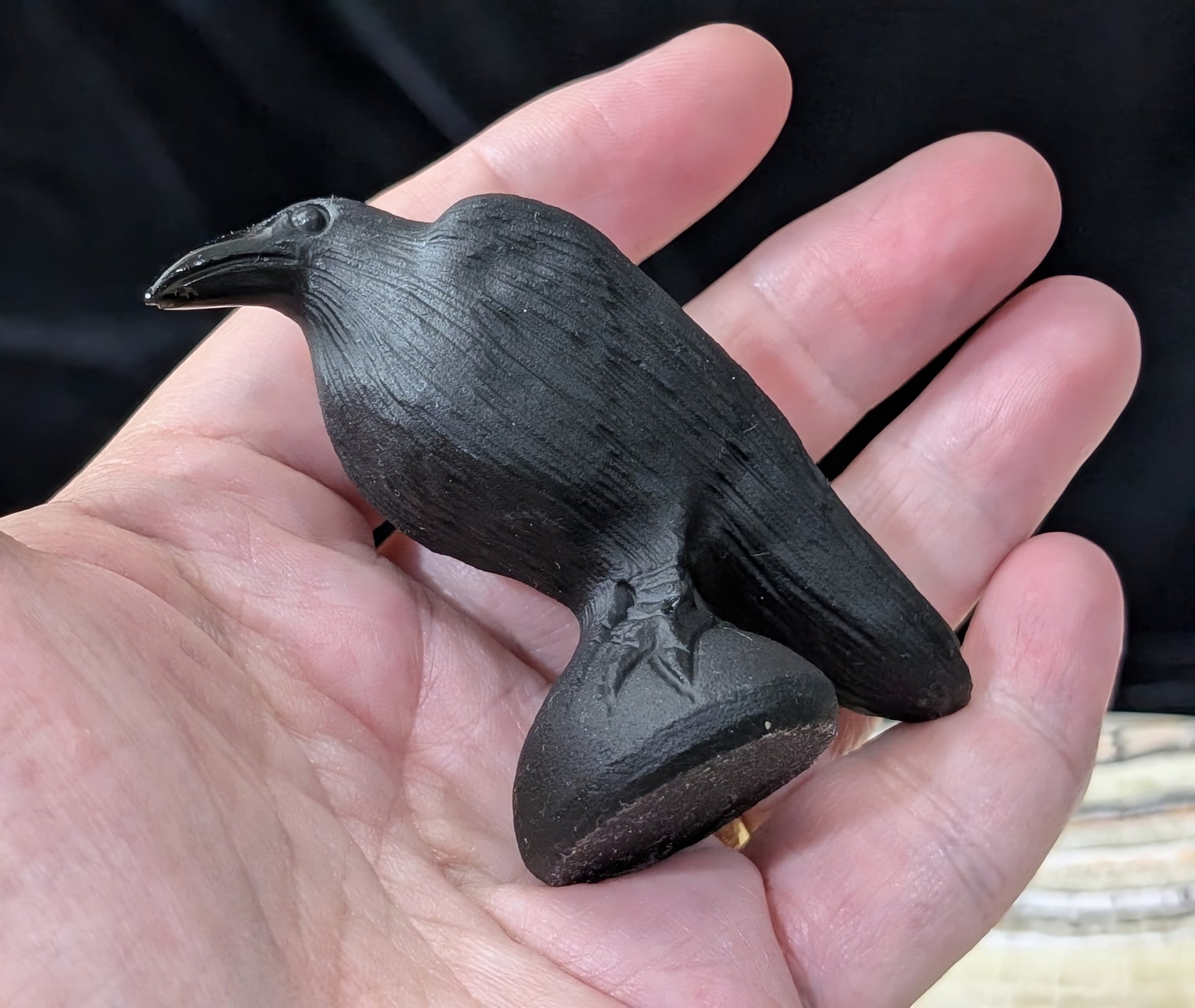 Obsidian Raven Figurine