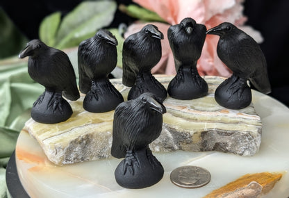 Obsidian Raven Figurines