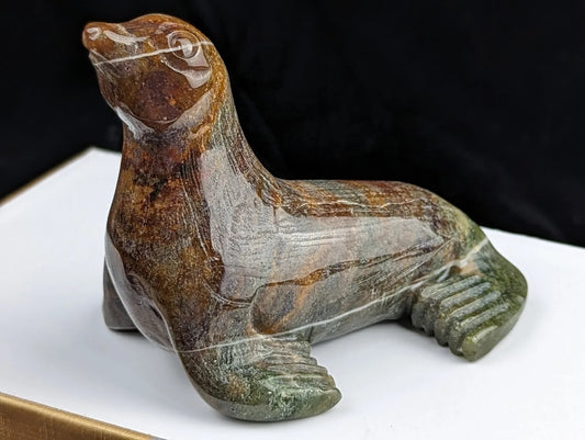 Ocean Jasper Seal Figurine