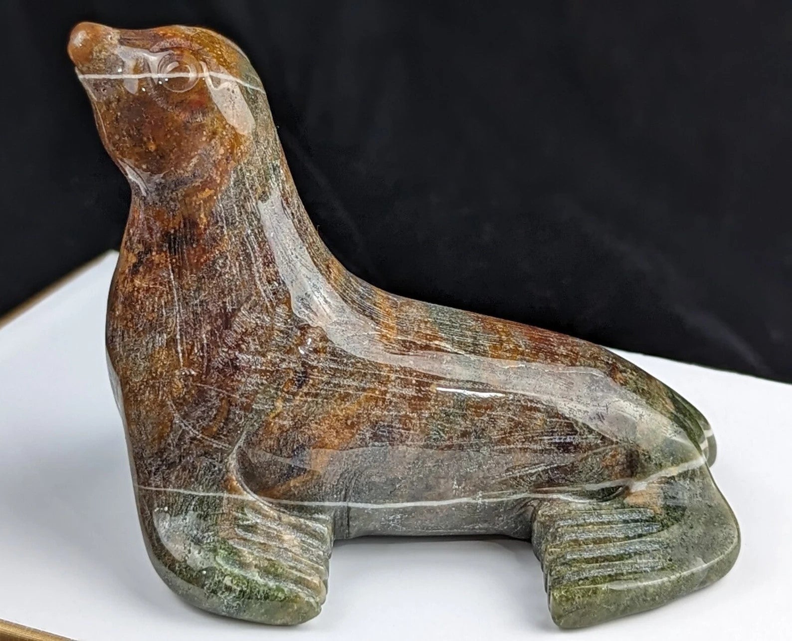 Ocean Jasper Seal Figurine