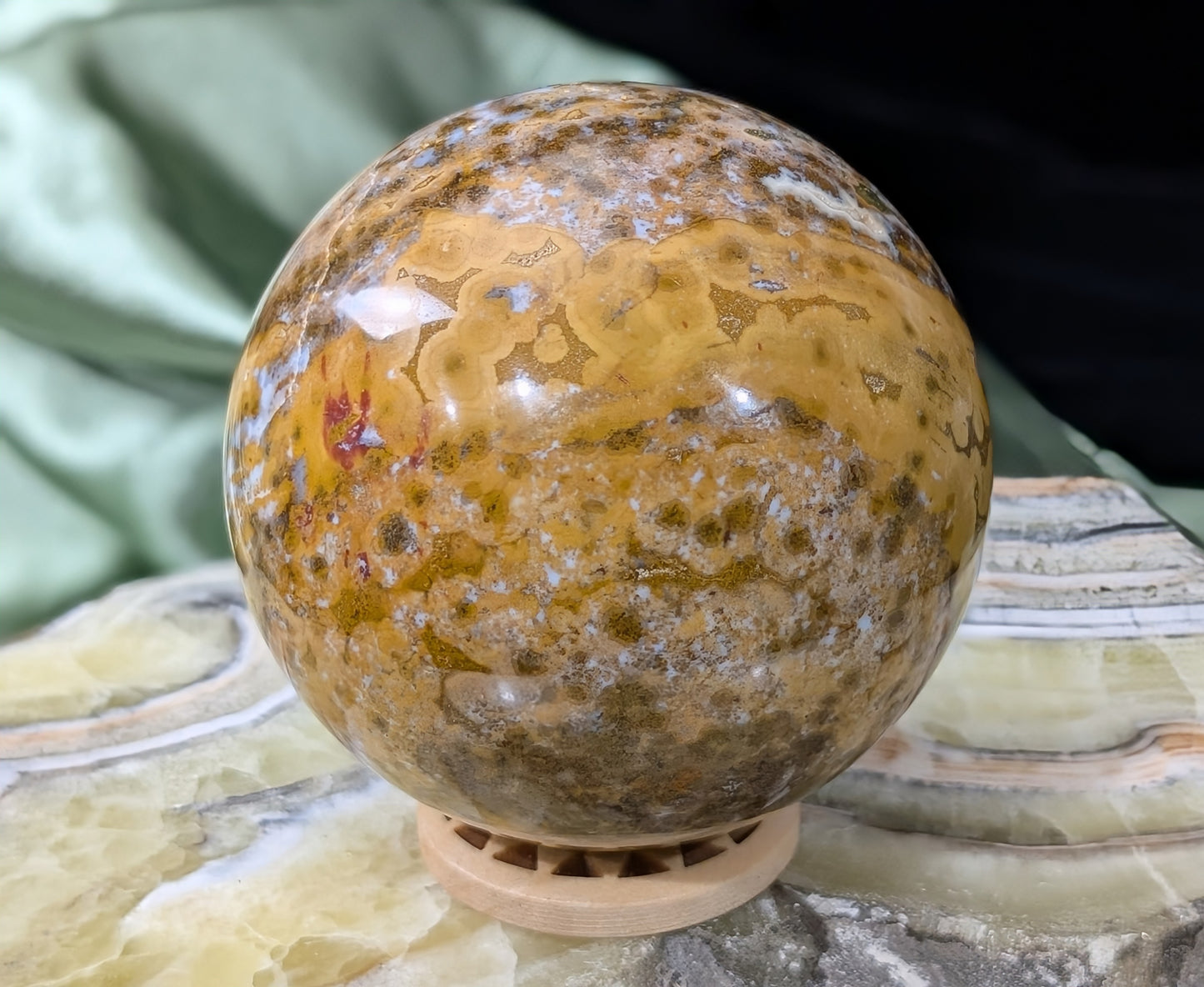 Ocean Jasper Sphere with Druzy Pockets