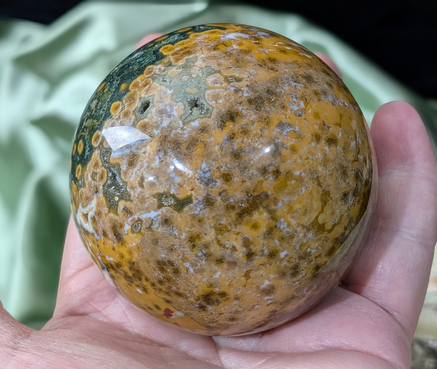 Ocean Jasper Sphere with Druzy Pockets