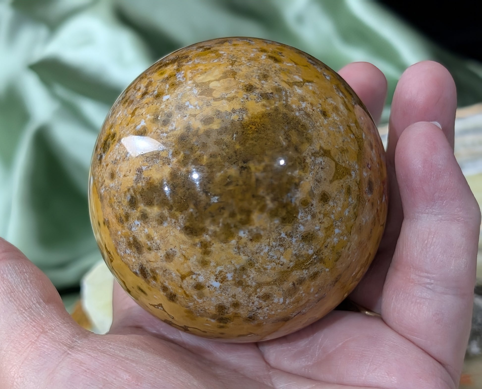 Ocean Jasper Sphere with Druzy Pockets