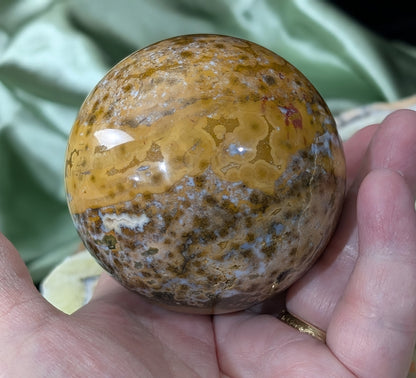 Ocean Jasper Sphere with Druzy Pockets
