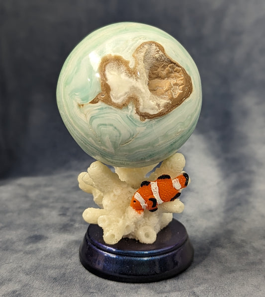 Blue Aragonite and Smithsonite Sphere