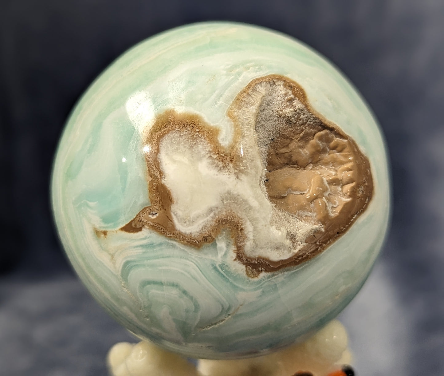 Blue Aragonite and Smithsonite Sphere