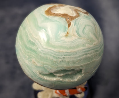 Blue Aragonite and Smithsonite Sphere