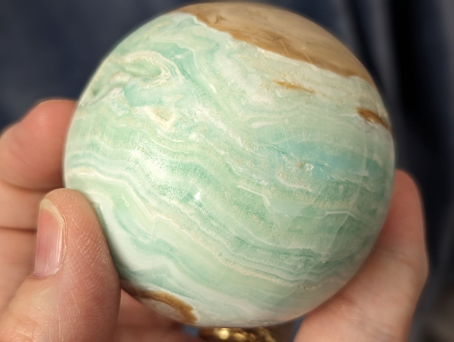 Blue Aragonite and Smithsonite Sphere