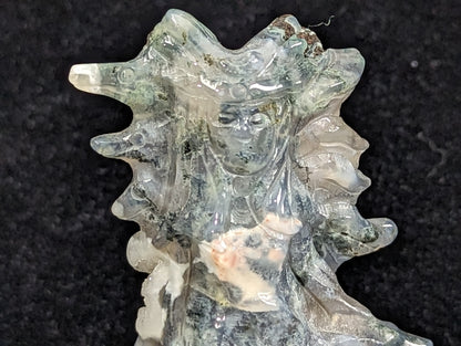 Blue Moss Agate Goddess of the Wolf Figurine