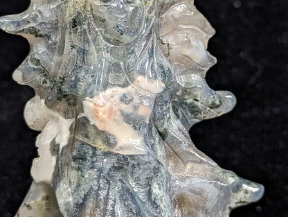 Blue Moss Agate Goddess of the Wolf Figurine