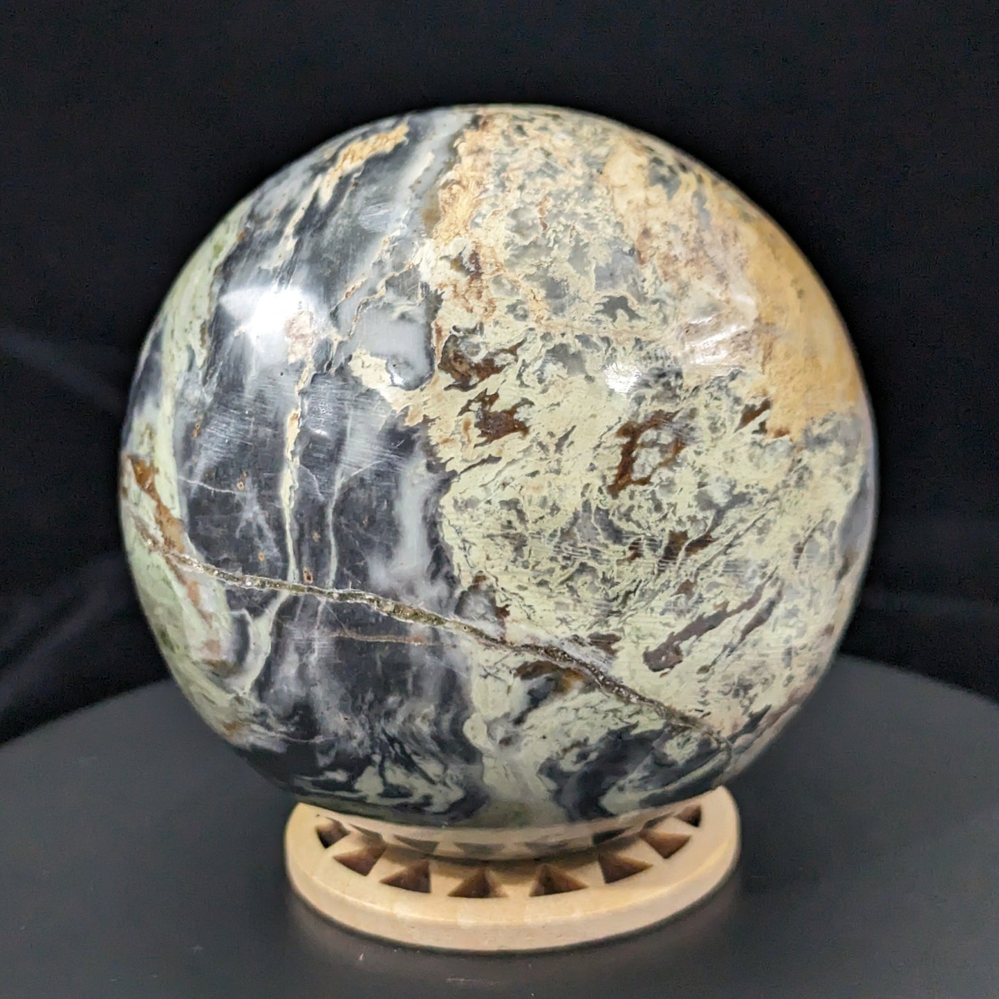 Rare Patterned Serpentine Sphere from Pakistan