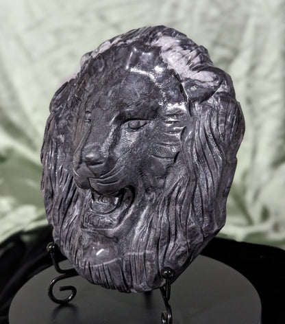 Black Jade Lion Head Carving