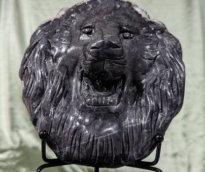 Black Jade Lion Head Carving