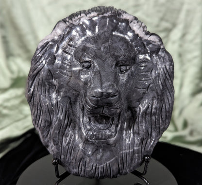 Black Jade Lion Head Carving