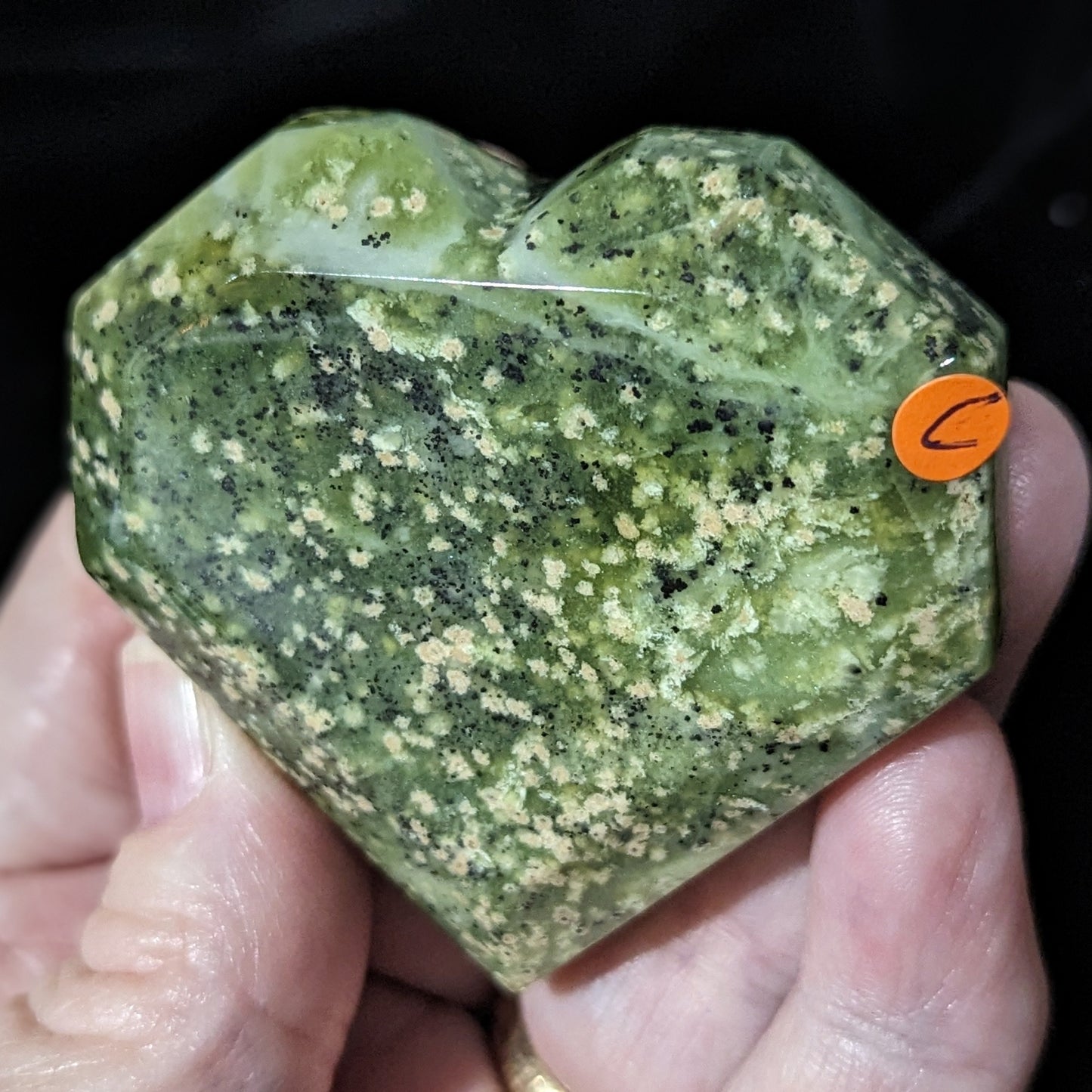 Rare Spotted Serpentine Hearts - Serpentine Faceted Hearts