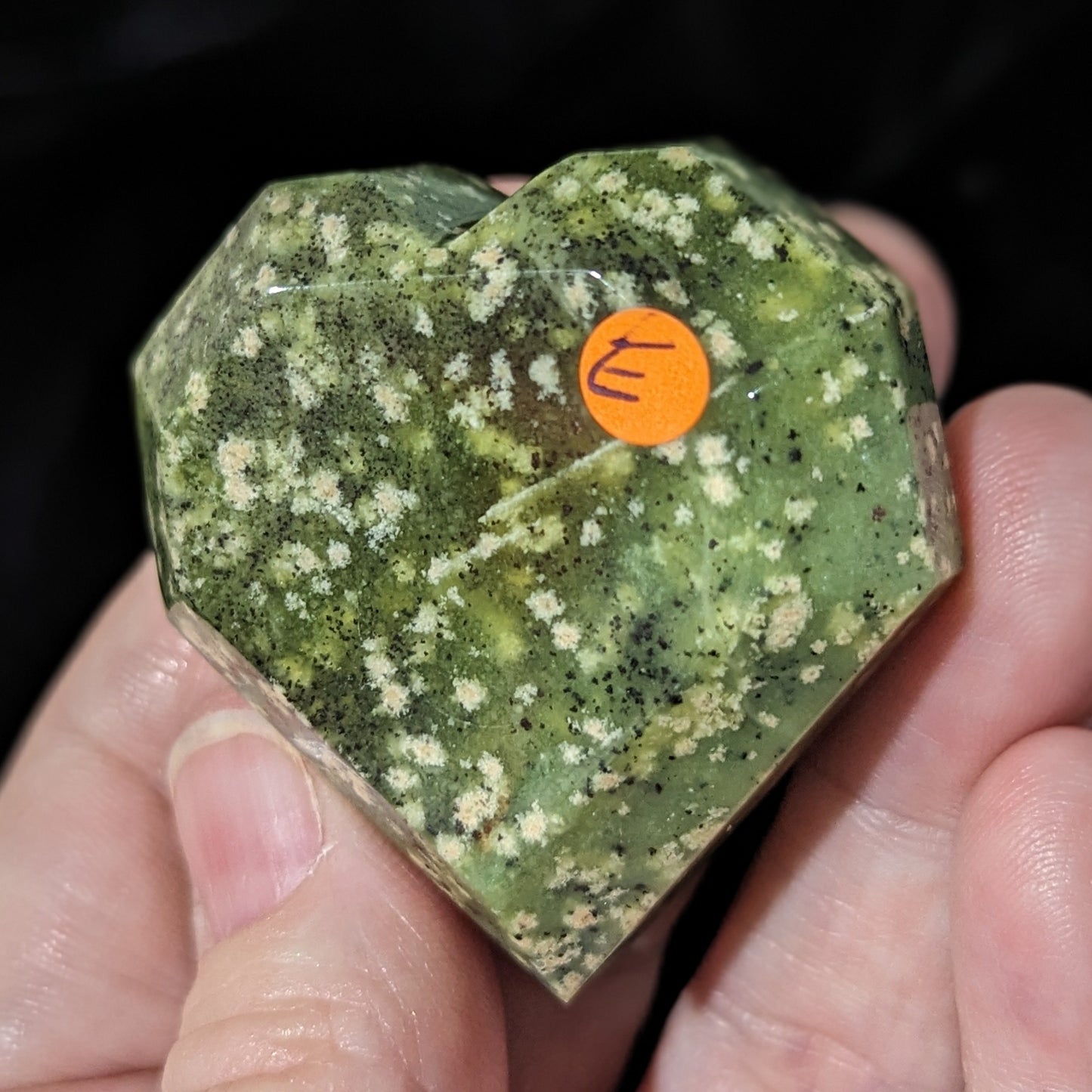 Rare Spotted Serpentine Hearts - Serpentine Faceted Hearts