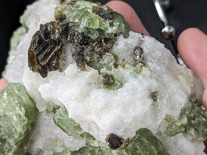 Raw Green Diopside Specimen with Mica and UV Reactive Calcite