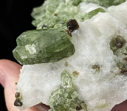 Raw Green Diopside Specimen with Mica and UV Reactive Calcite