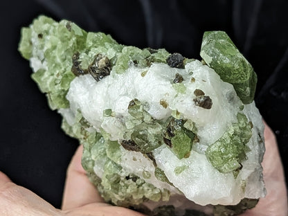 Raw Green Diopside Specimen with Mica and UV Reactive Calcite