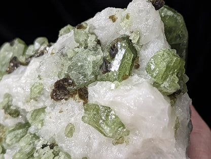 Raw Green Diopside Specimen with Mica and UV Reactive Calcite