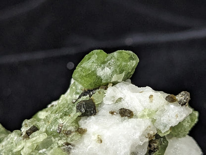 Raw Green Diopside Specimen with Mica and UV Reactive Calcite