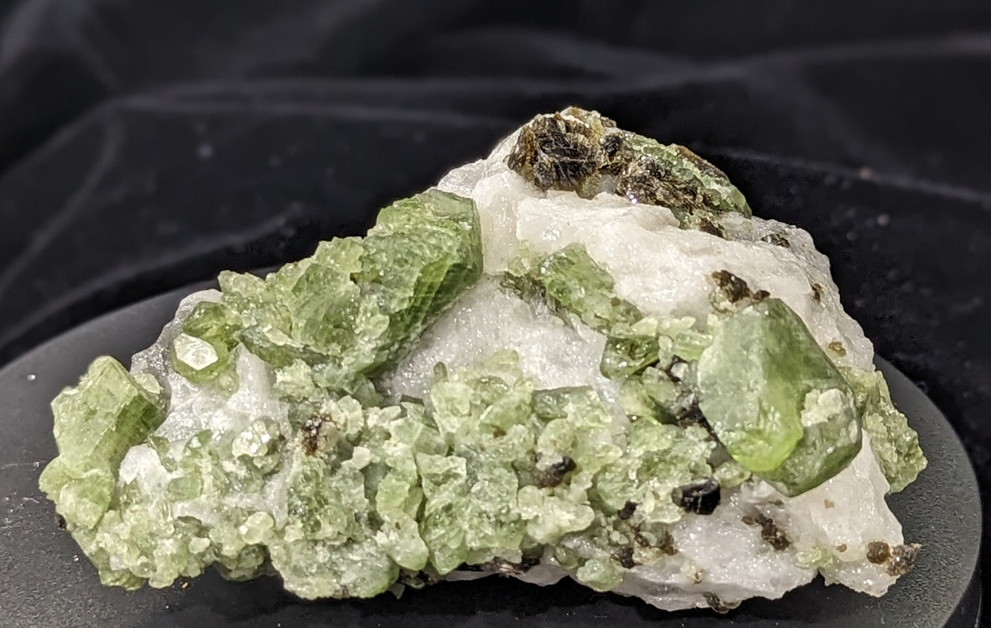 Raw Green Diopside Specimen with Mica and UV Reactive Calcite