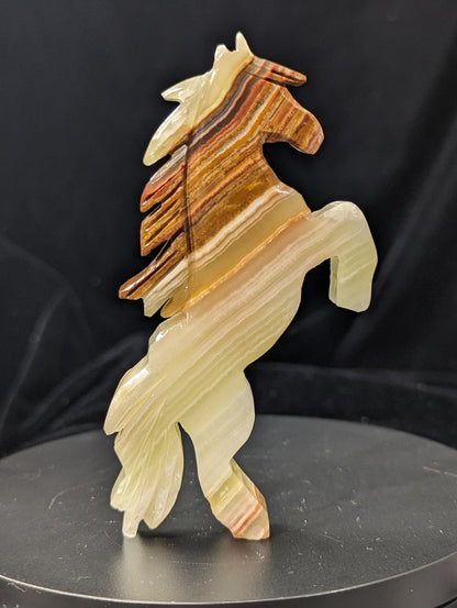 Crystal Jumping Horse Figurines~ Onyx ~ Peach Calcite ~Strawberry Jasper ~ Green Aventurine