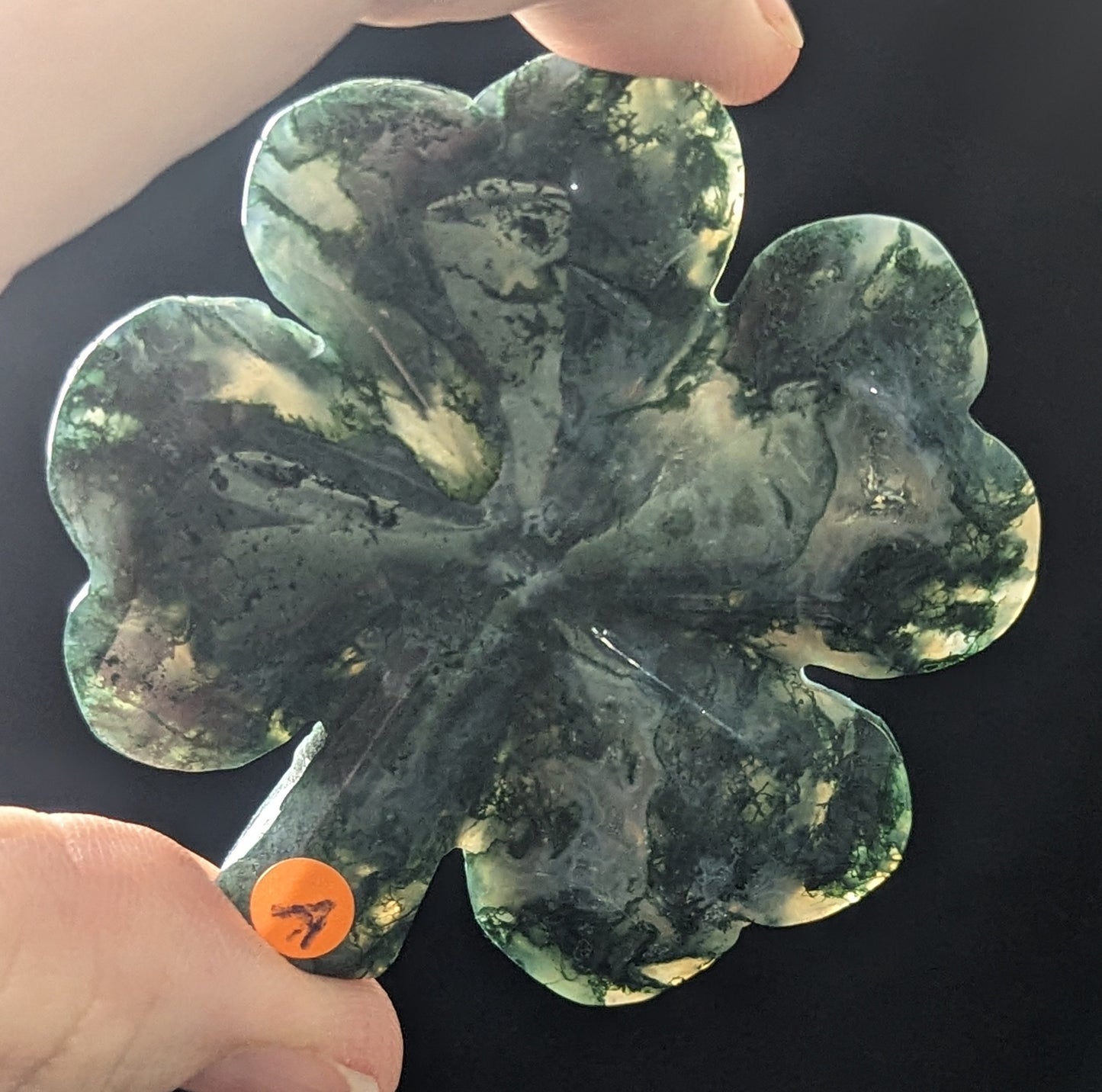 Moss Agate Crystal Four Leaf Clover