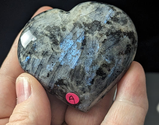 Larvikite Crystal Hearts And Palms ~ Norwegian Moonstone Palms