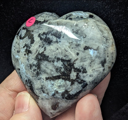 Larvikite Crystal Hearts And Palms ~ Norwegian Moonstone Palms