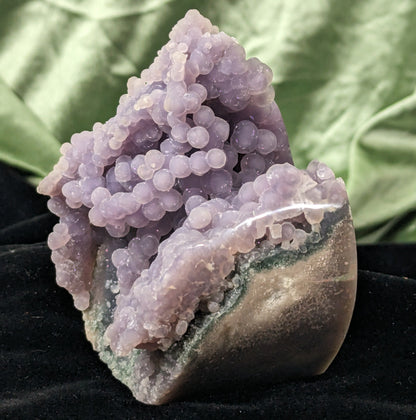 High Quality Lavender and Green Grape Agate Specimen with Polished Bottom Freeform