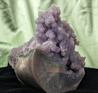 High Quality Lavender and Green Grape Agate Specimen with Polished Bottom Freeform