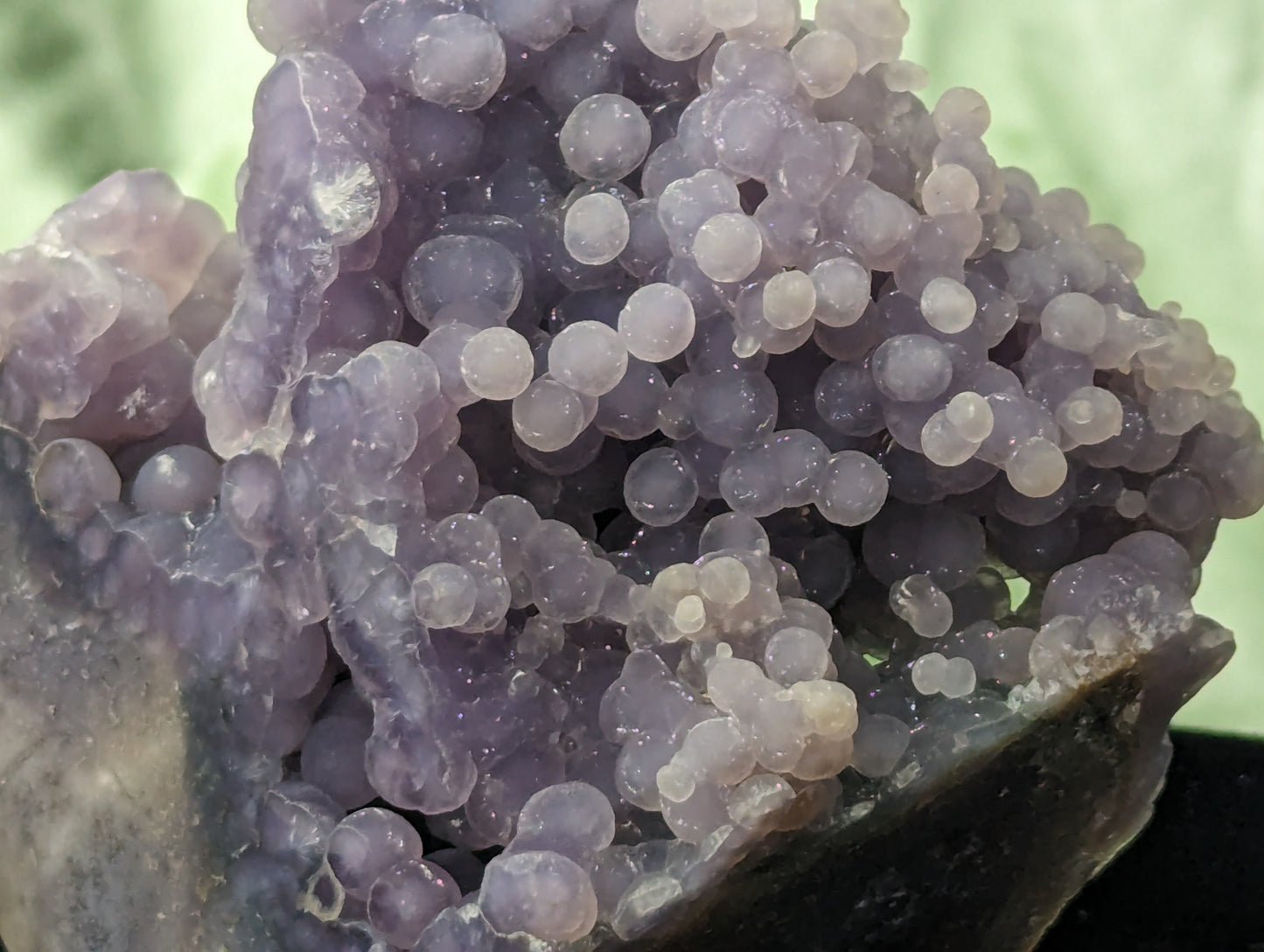 High Quality Lavender and Green Grape Agate Specimen with Polished Bottom Freeform