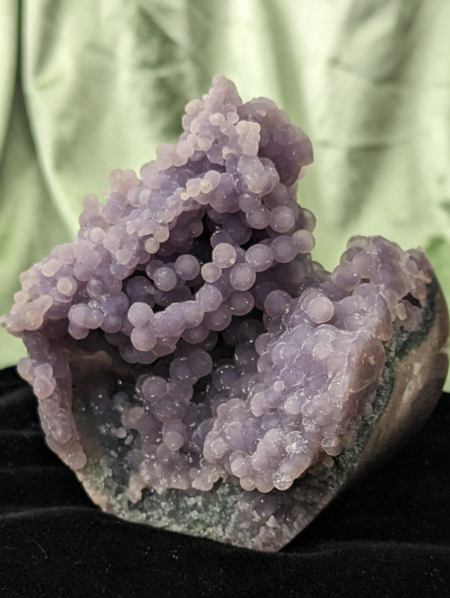 High Quality Lavender and Green Grape Agate Specimen with Polished Bottom Freeform