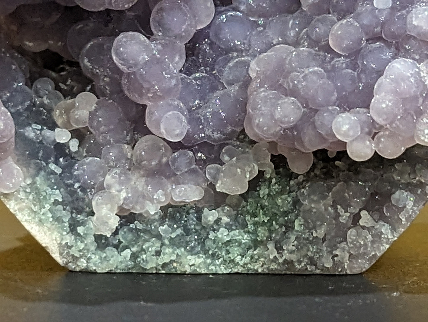 High Quality Lavender and Green Grape Agate Specimen with Polished Bottom Freeform