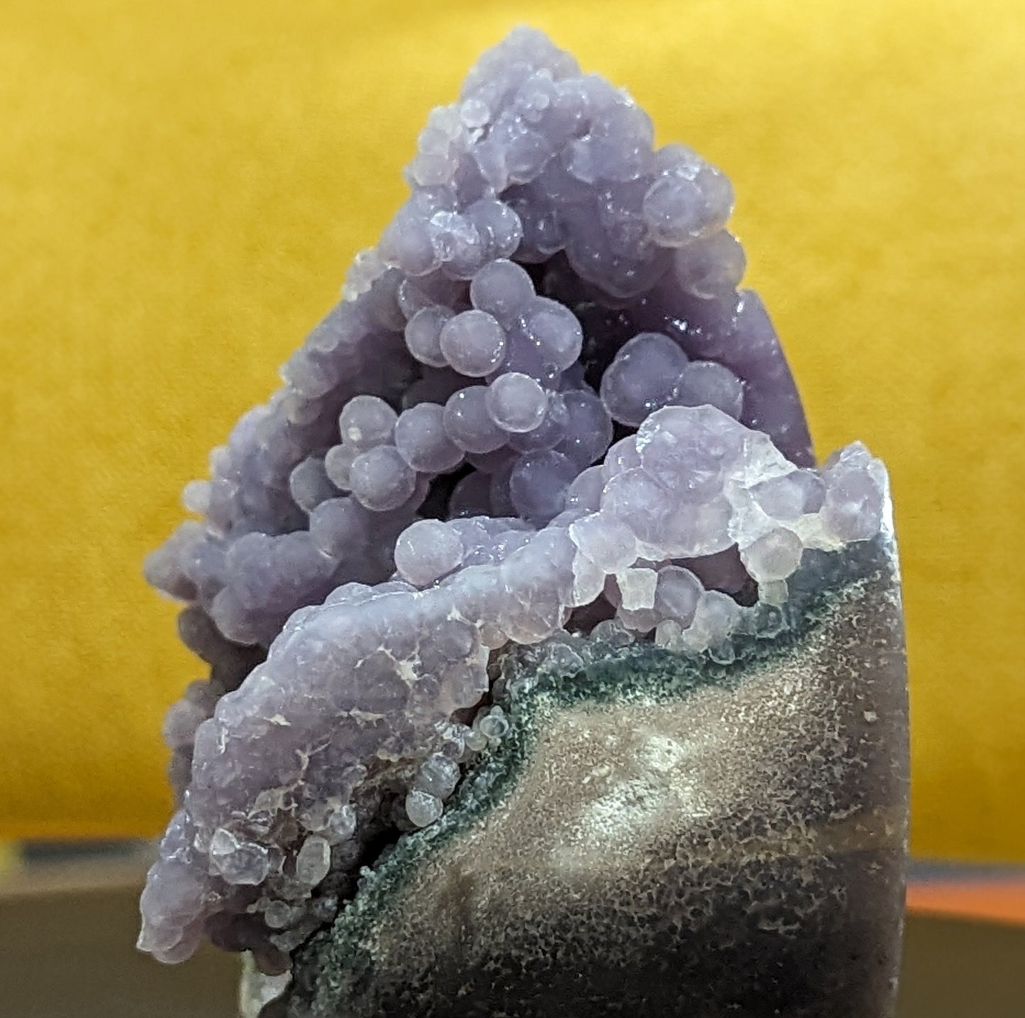 High Quality Lavender and Green Grape Agate Specimen with Polished Bottom Freeform