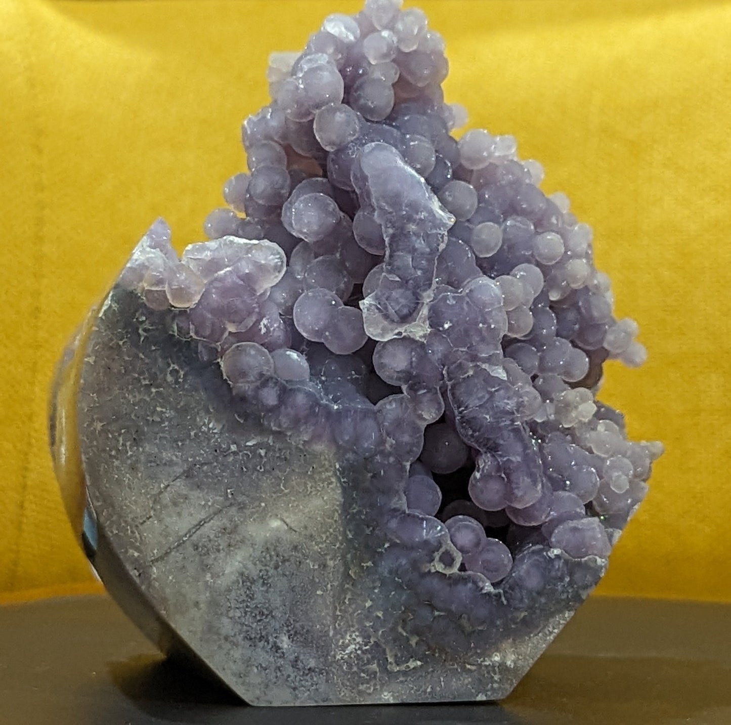 High Quality Lavender and Green Grape Agate Specimen with Polished Bottom Freeform