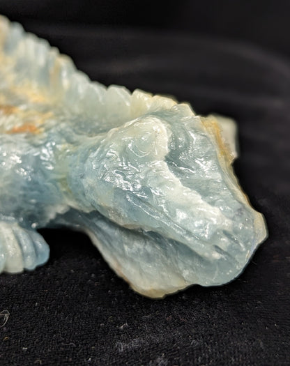 Large Blue Onyx Iguana Figurine ~ Lumerian Aquatine Calcite Iguana