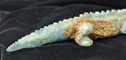 Large Blue Onyx Iguana Figurine ~ Lumerian Aquatine Calcite Iguana