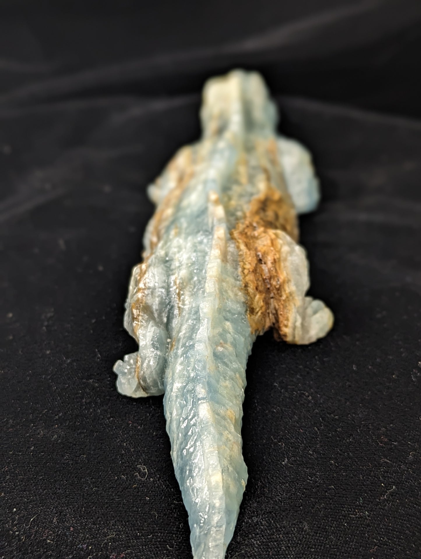 Large Blue Onyx Iguana Figurine ~ Lumerian Aquatine Calcite Iguana