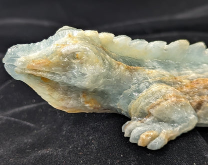 Large Blue Onyx Iguana Figurine ~ Lumerian Aquatine Calcite Iguana